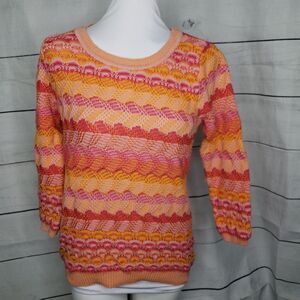 Sparrow Anthropologie scallop knit orange pink top